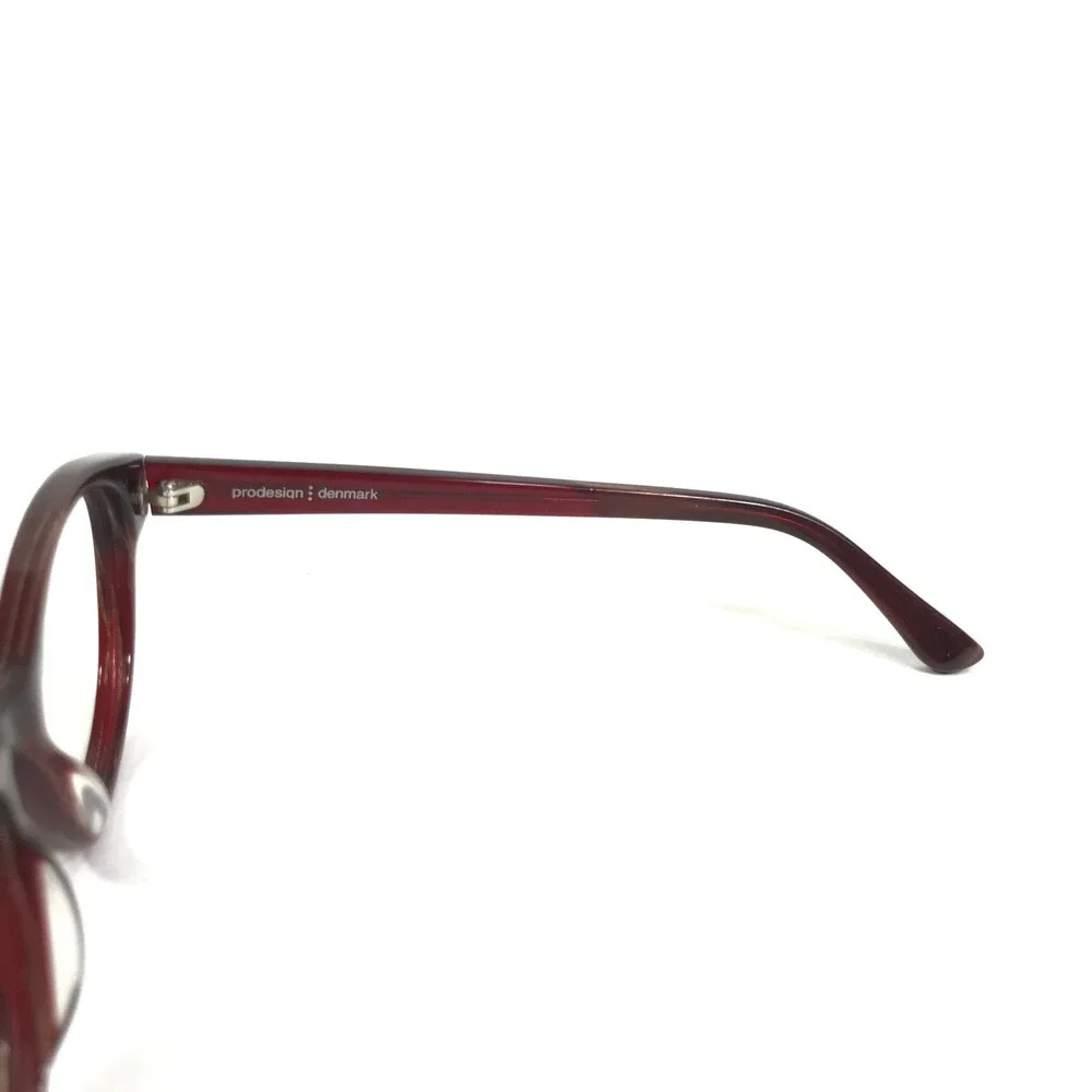 Prodesign Denmark Eyeglasses Frames 1744 c.3834 Brown Red Horn Cat Eye 52-16-140